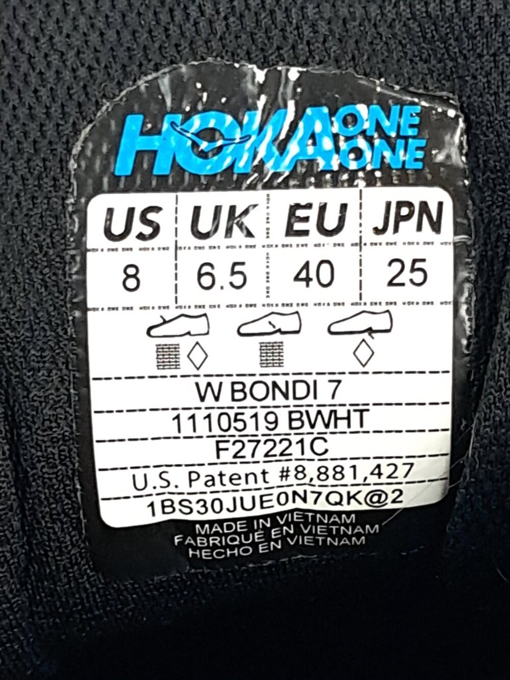 Hoka One One Bondi 7 Shoes Women Size 8 Black Sneakers Athletic 1110519 BWHT - Picture 14 of 16